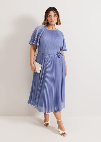 Phase Eight Kathleen Pale Blue Pleat Dress Blue USA | 4928067-JU